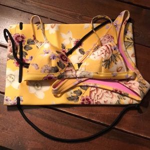 Yellow Floral Triangl Bikini